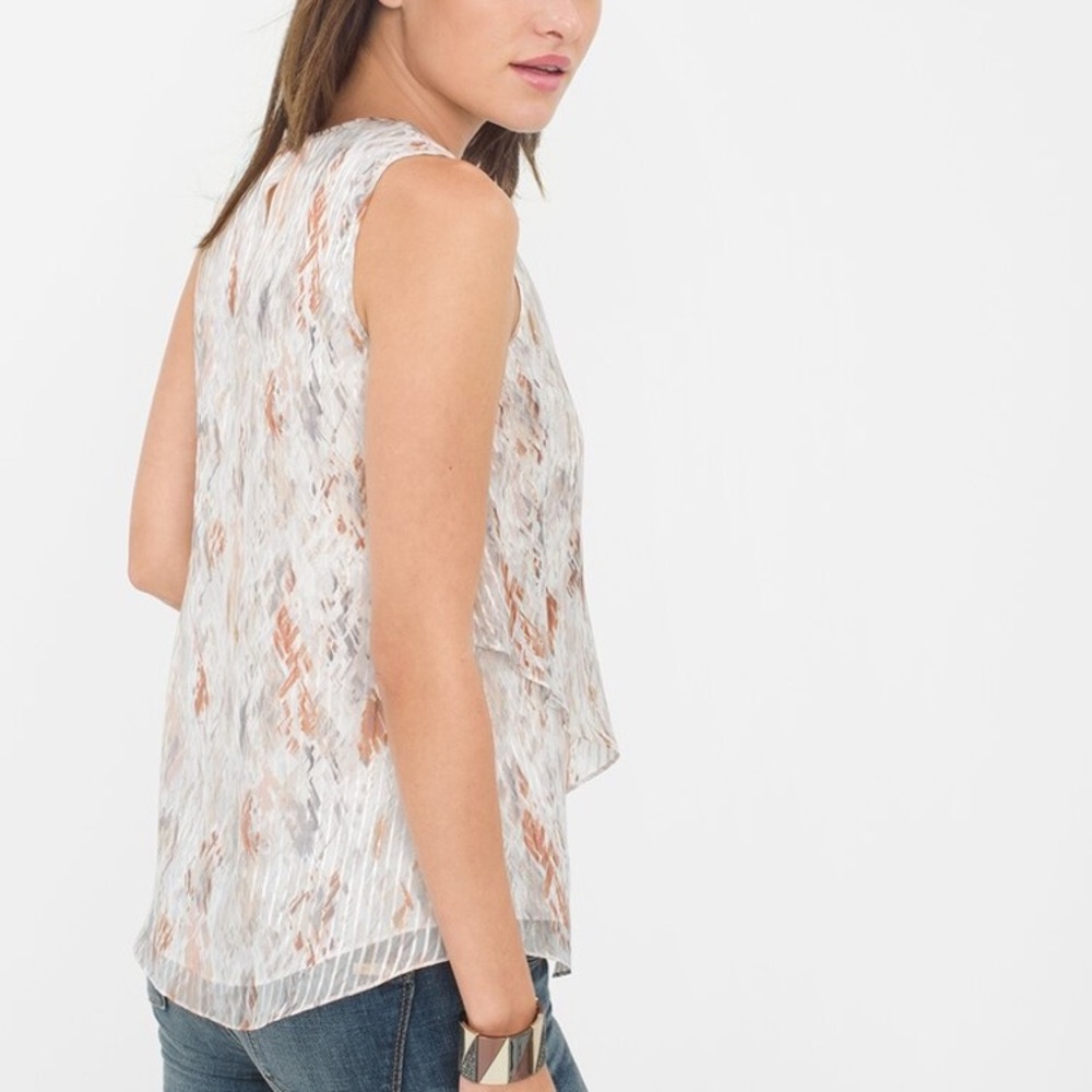 Whbm Shadow Stripe Shell Metallic Layered Tank Xs - image 2